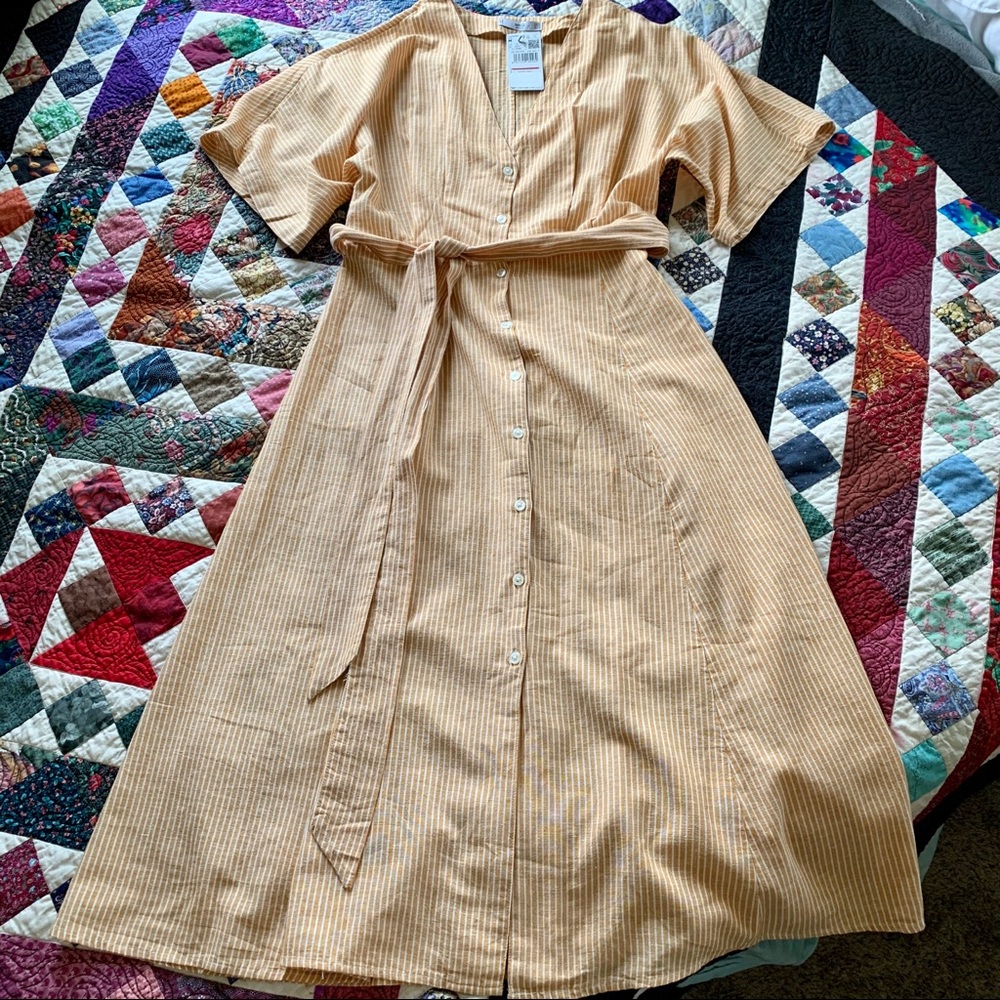 MANGO Cotton-Linen midi dress